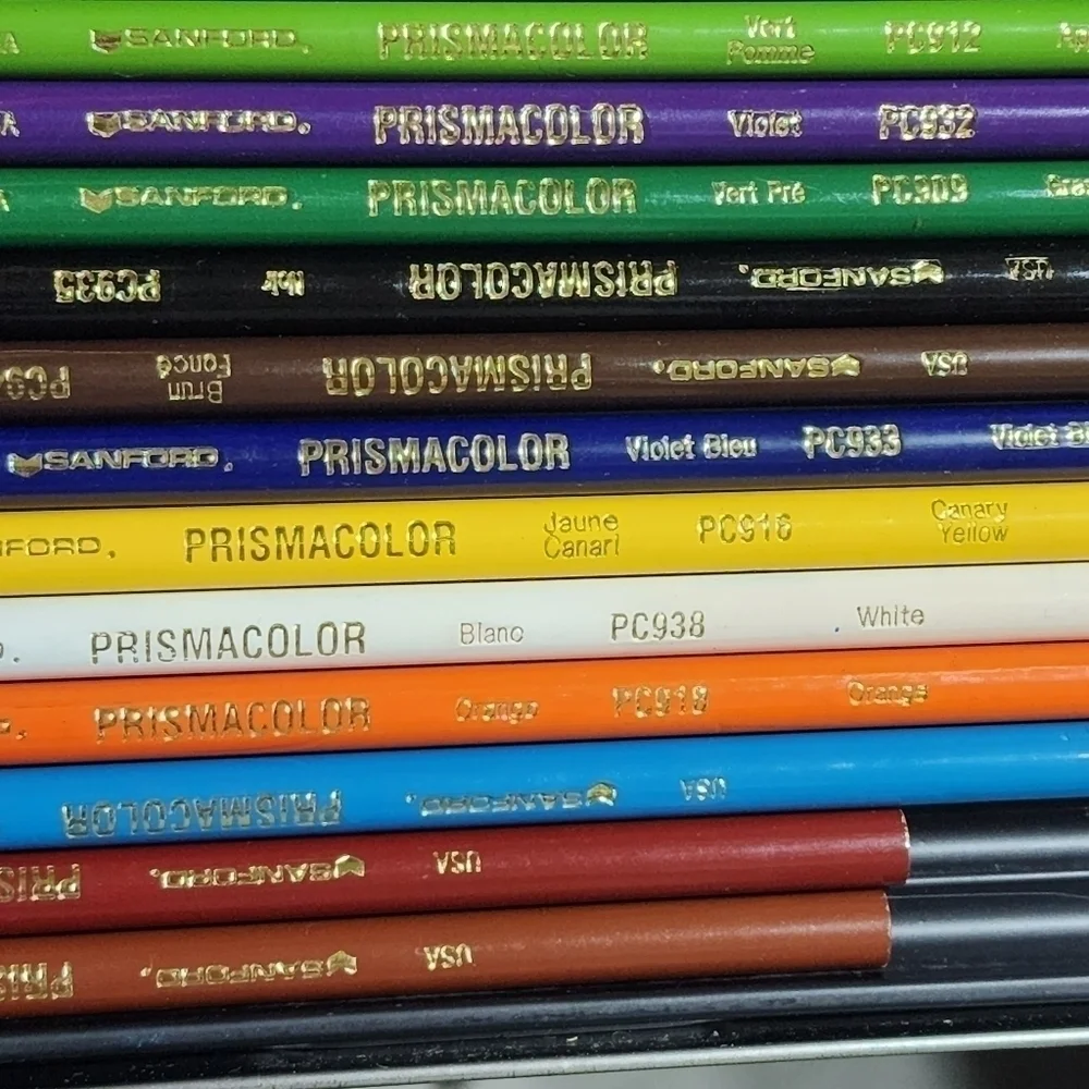 VTG Prismacolor premier set of 12 colored pencils with bonus art stix in tin
